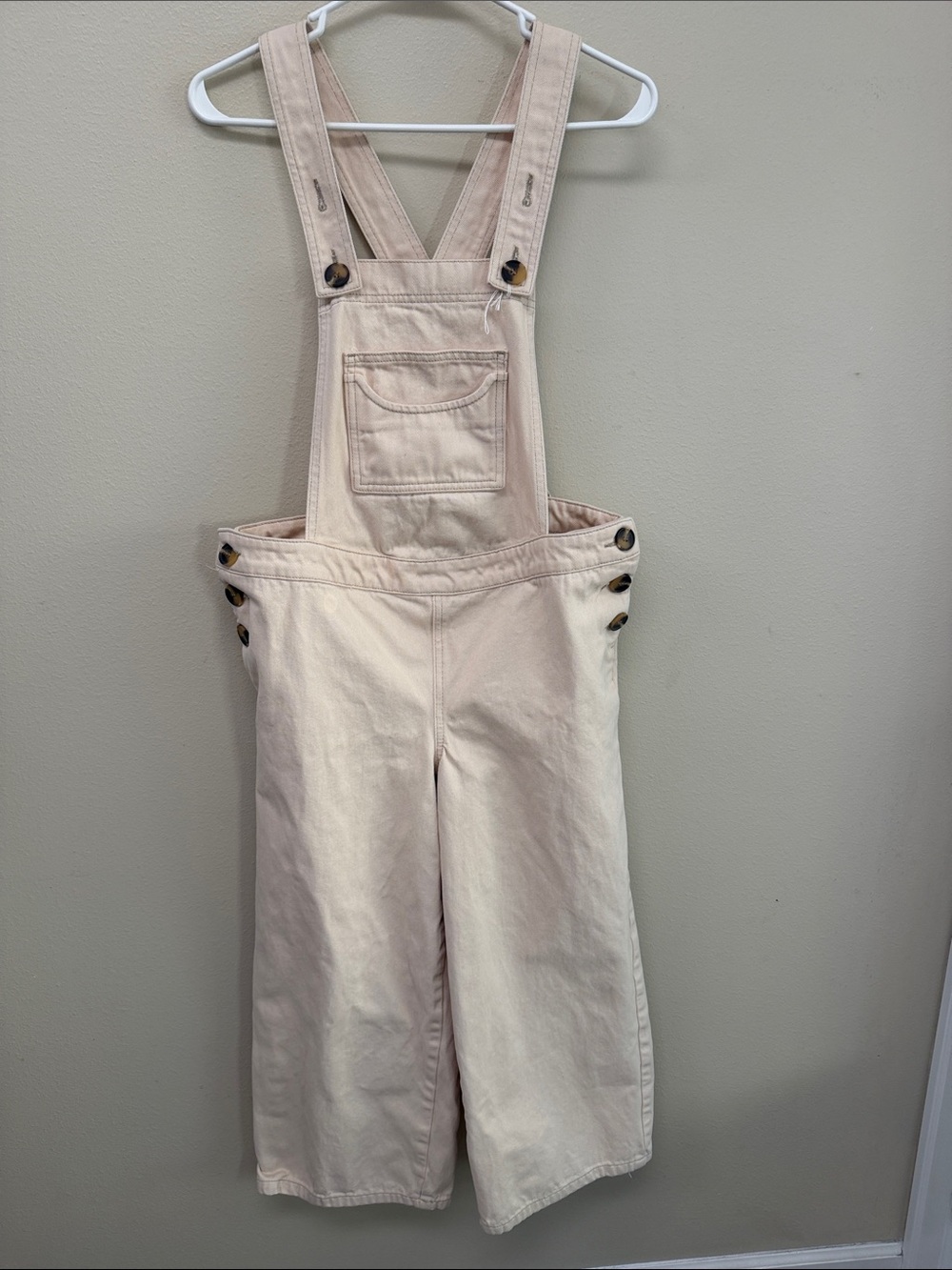 ASOS Cream Wide-Leg Cotton Overalls NEW
